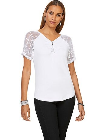 T-shirt En Dentelle Viscose - Taille Standard - helline