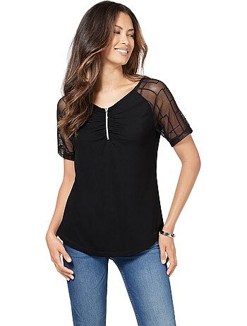 T-shirt En Dentelle Viscose - Taille Standard - helline
