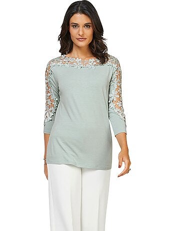T-shirt En Dentelle Viscose - Taille Standard - helline