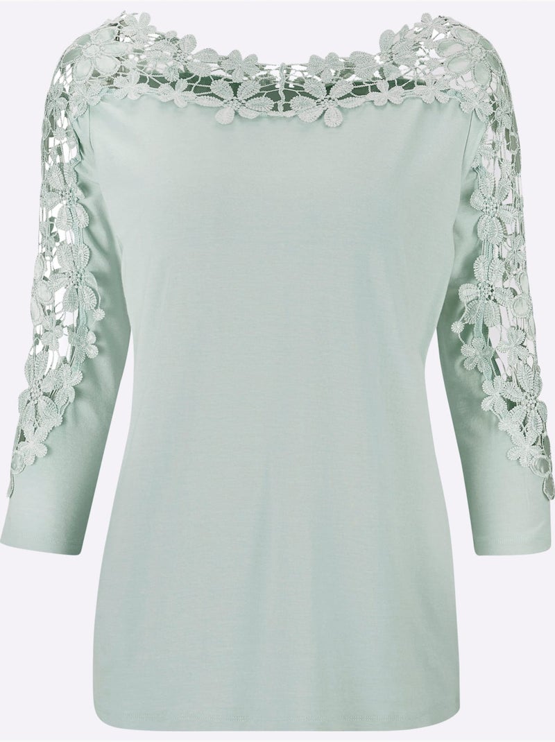 T-shirt En Dentelle Viscose - Taille Standard - Helline Vert - Kiabi
