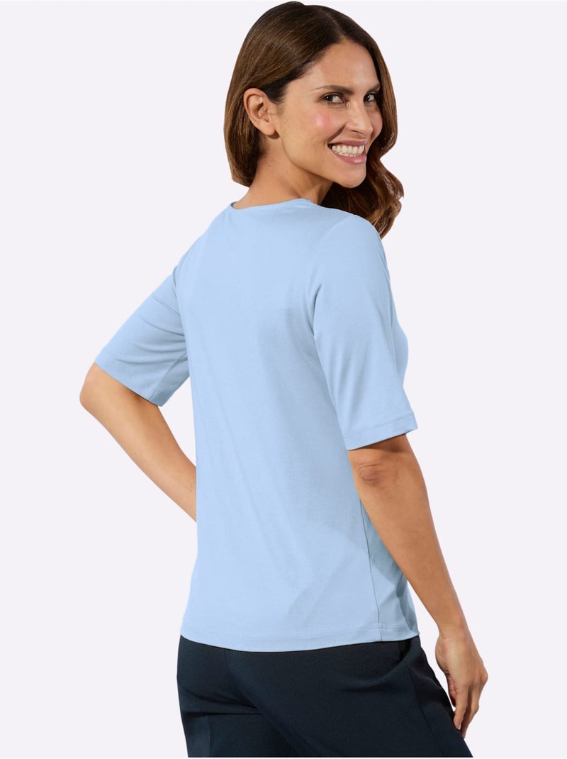 T-shirt En Dentelle Viscose - Taille Standard - Witt Bleu ciel - Kiabi