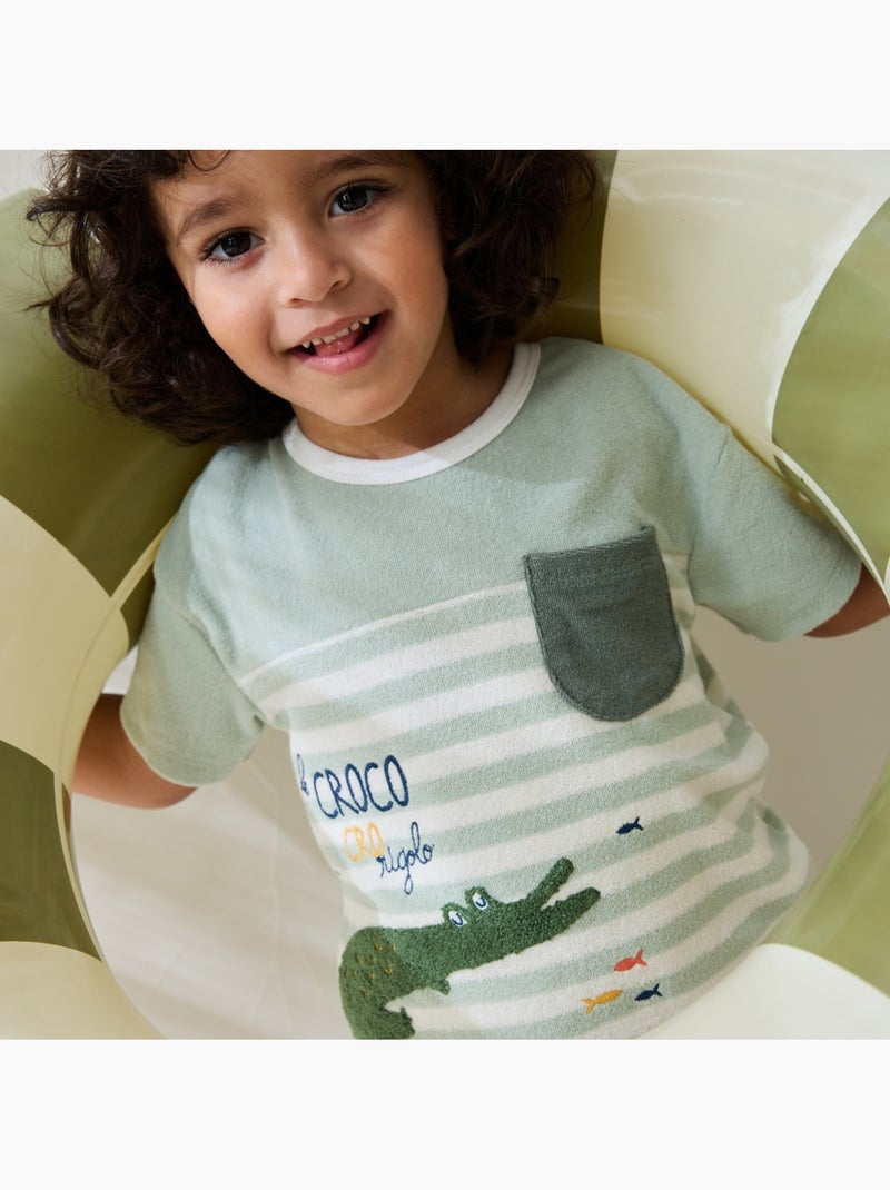 T-shirt en éponge Crocro rigolo Kaki - Kiabi