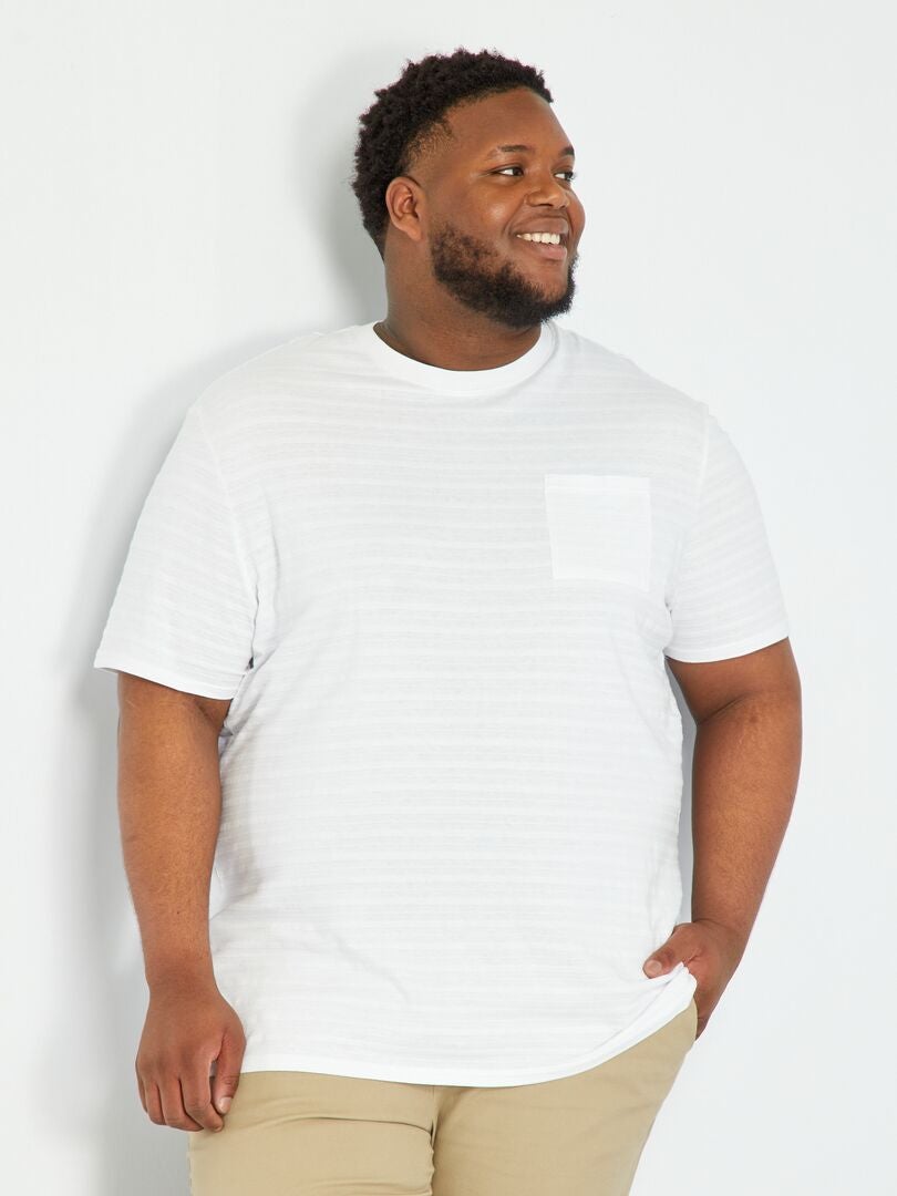 T-shirt en jacquard uni blanc - Kiabi