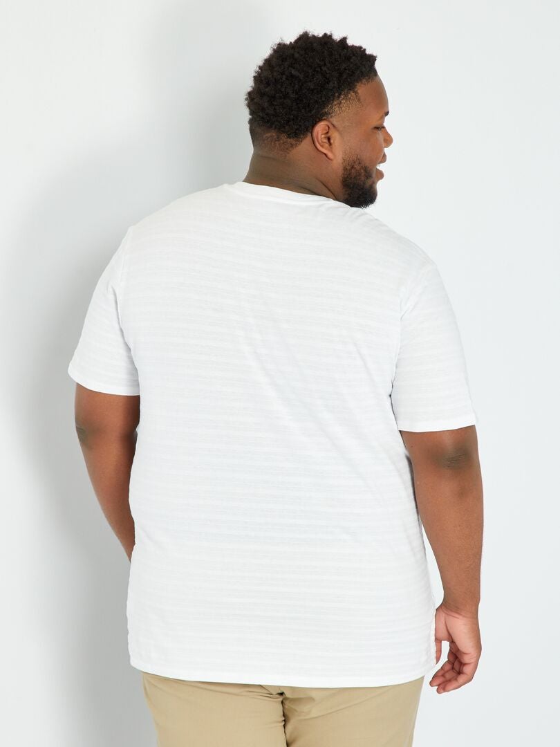 T-shirt en jacquard uni blanc - Kiabi