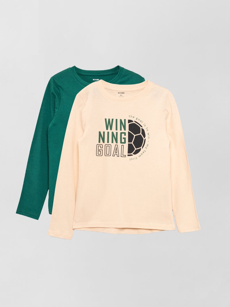 T-shirt en jersey - Lot de 2 Blanc/vert - Kiabi