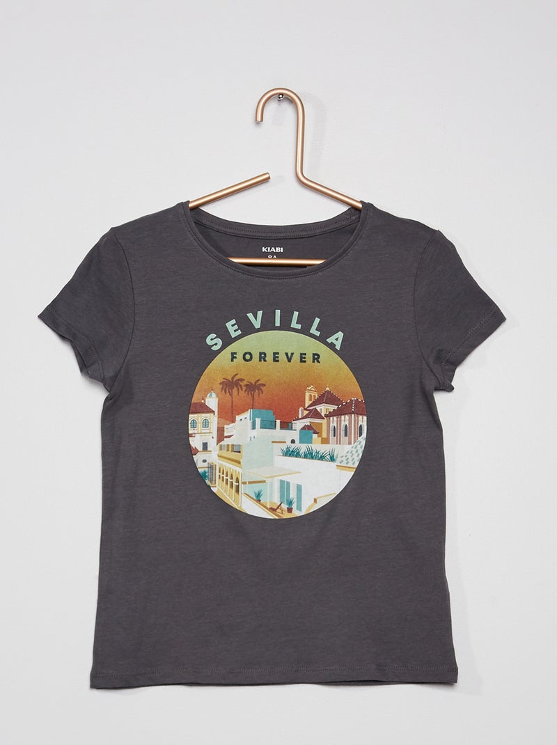 T-shirt en jersey - Mixte gris séville - Kiabi