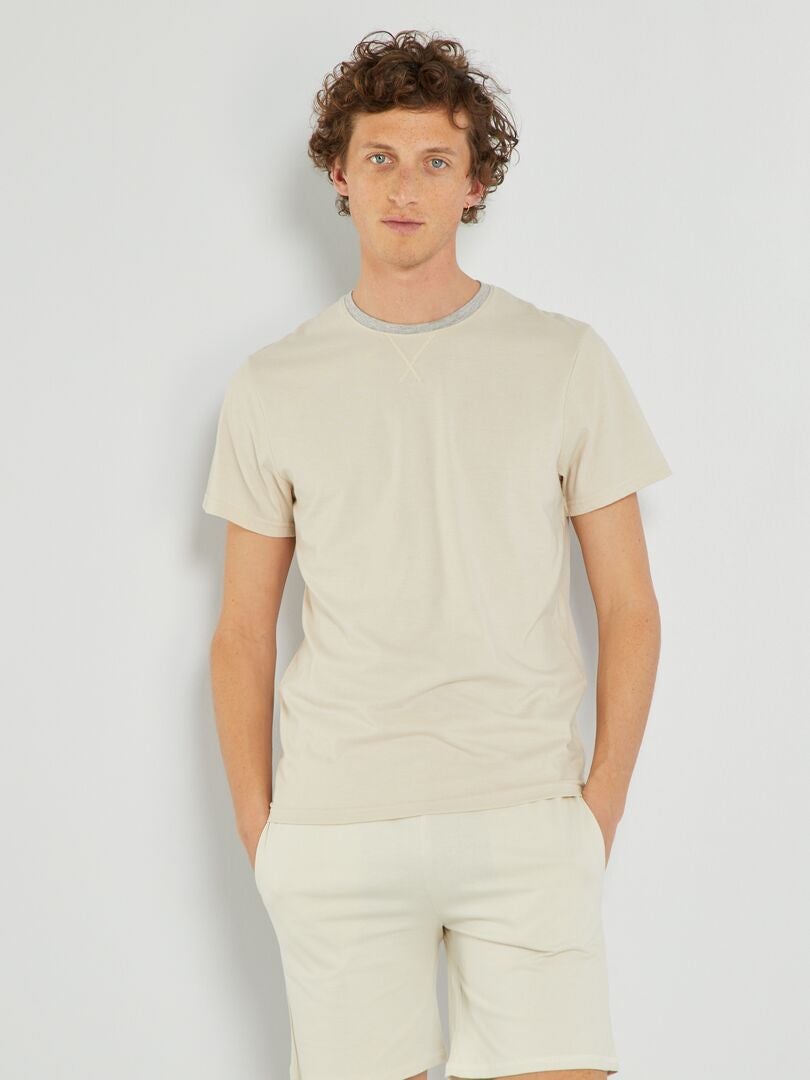 T-shirt en jersey - Pyjama beige - Kiabi
