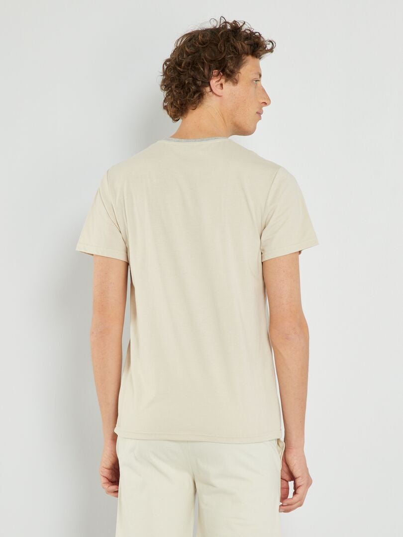 T-shirt en jersey - Pyjama beige - Kiabi