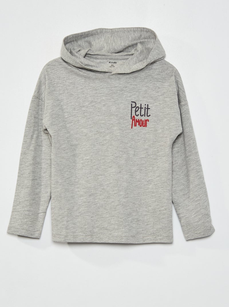 T-shirt en jersey à capuche gris - Kiabi