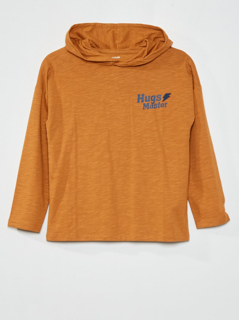 T-shirt en jersey à capuche Marron - Kiabi