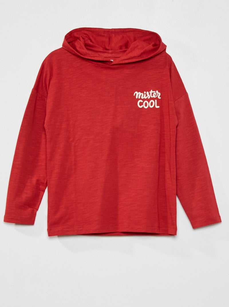 T-shirt en jersey à capuche rouge - Kiabi