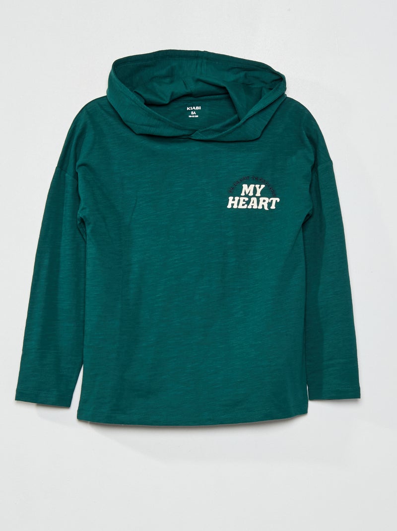 T-shirt en jersey à capuche vert - Kiabi