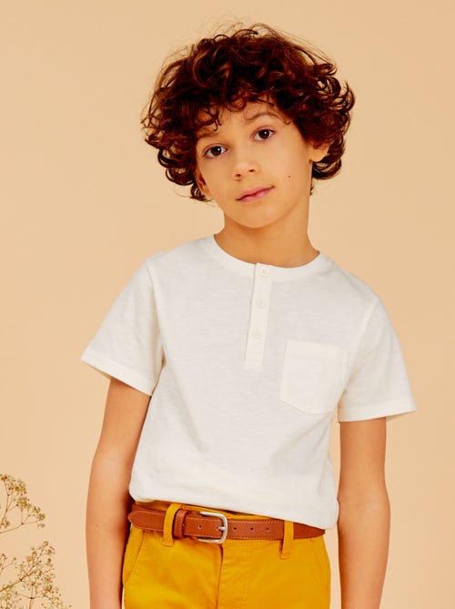 T-shirt en jersey à col boutonné - Kiabi