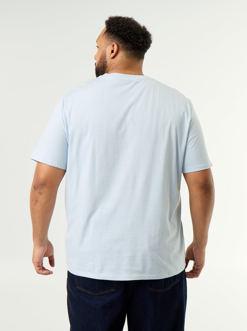 T-shirt en jersey à col en V Bleu - Kiabi