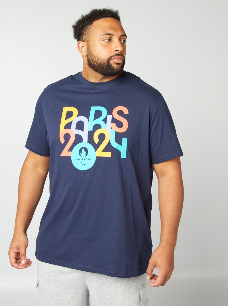T-shirt en jersey à col rond - Paris 2024 Bleu marine - Kiabi