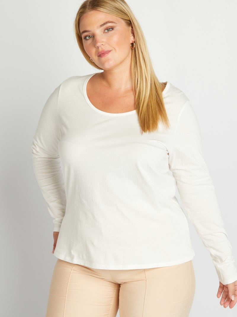 T-shirt en jersey à col rond blanc - Kiabi