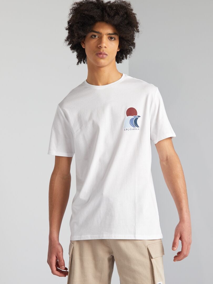 T-shirt en jersey à col rond Blanc - Kiabi