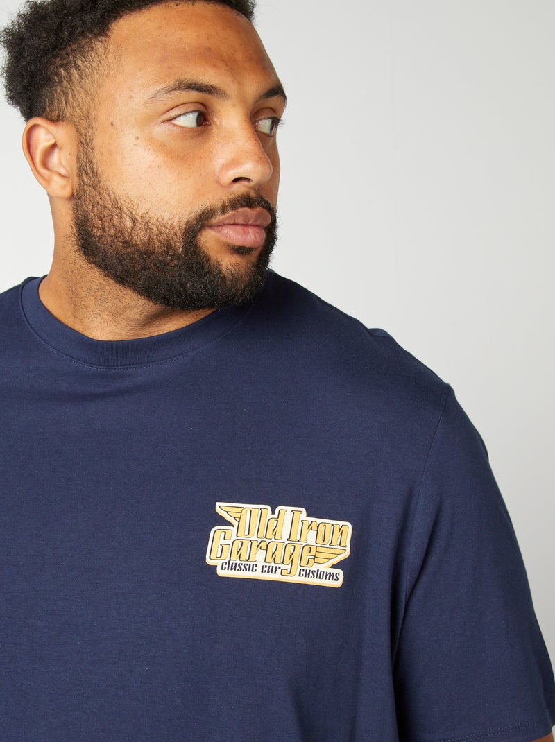 T-shirt en jersey à col rond Bleu - Kiabi