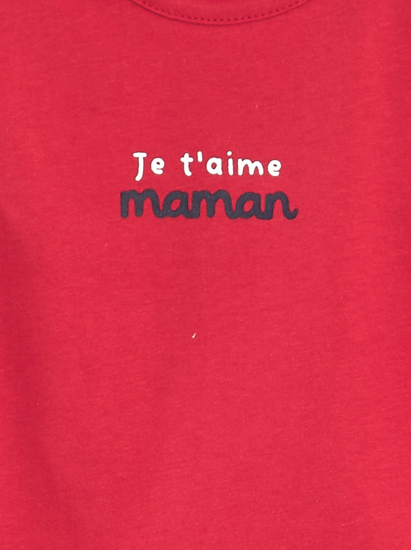 T-shirt en jersey à col rond et ouverture boutonnée Rouge - Kiabi