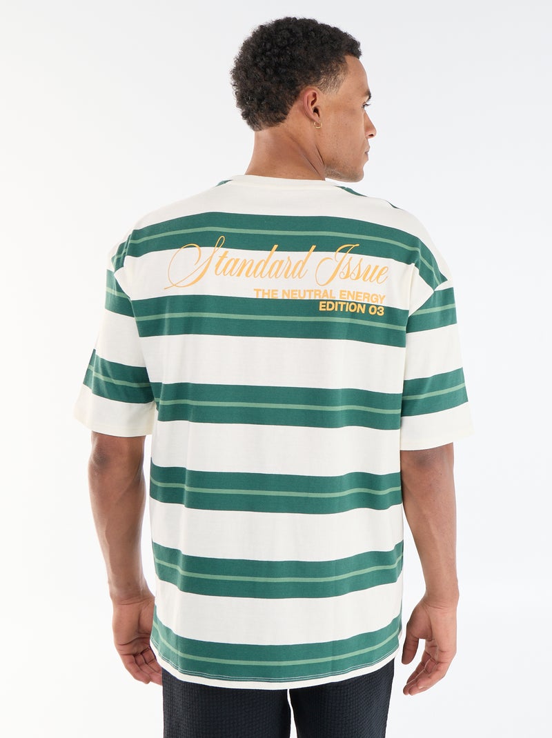 T-shirt en jersey à col rond pour homme avec motif fantaisie Vert - Kiabi