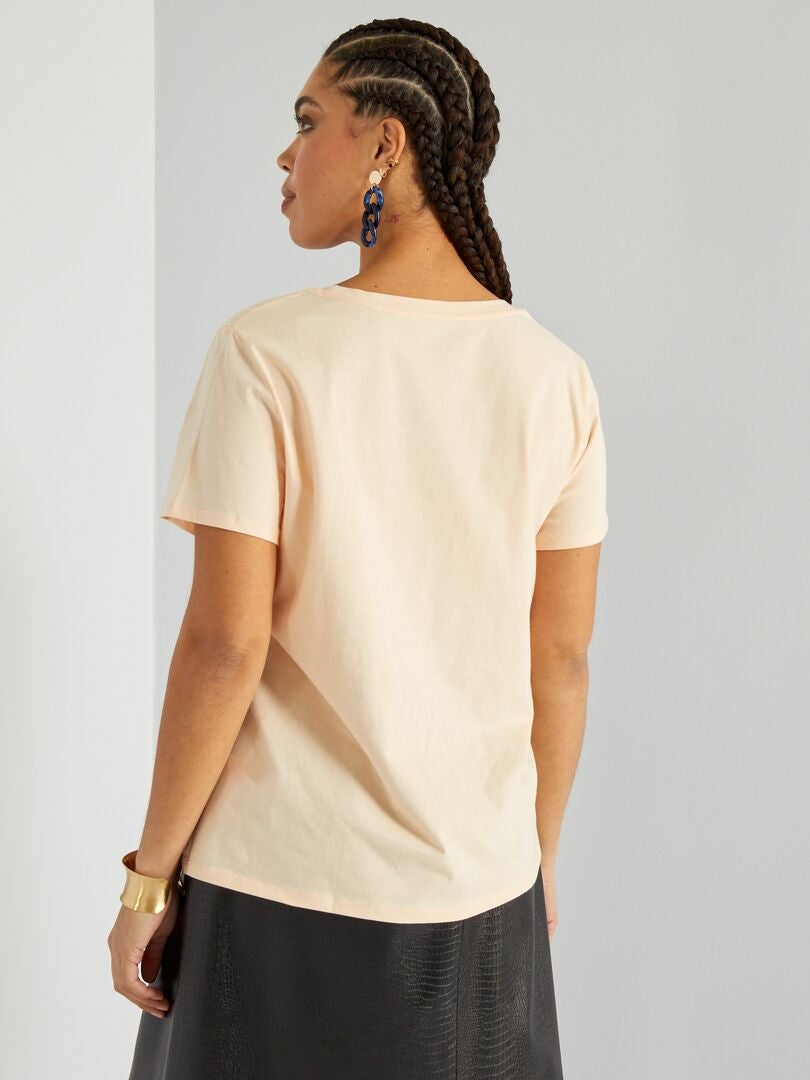 T-shirt en jersey à col rond Rose - Kiabi