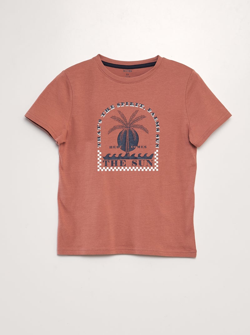 T-shirt en jersey à col rond Rouge clair - Kiabi