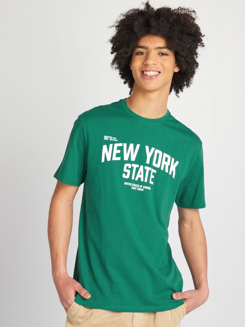 T-shirt en jersey à col rond Vert - Kiabi