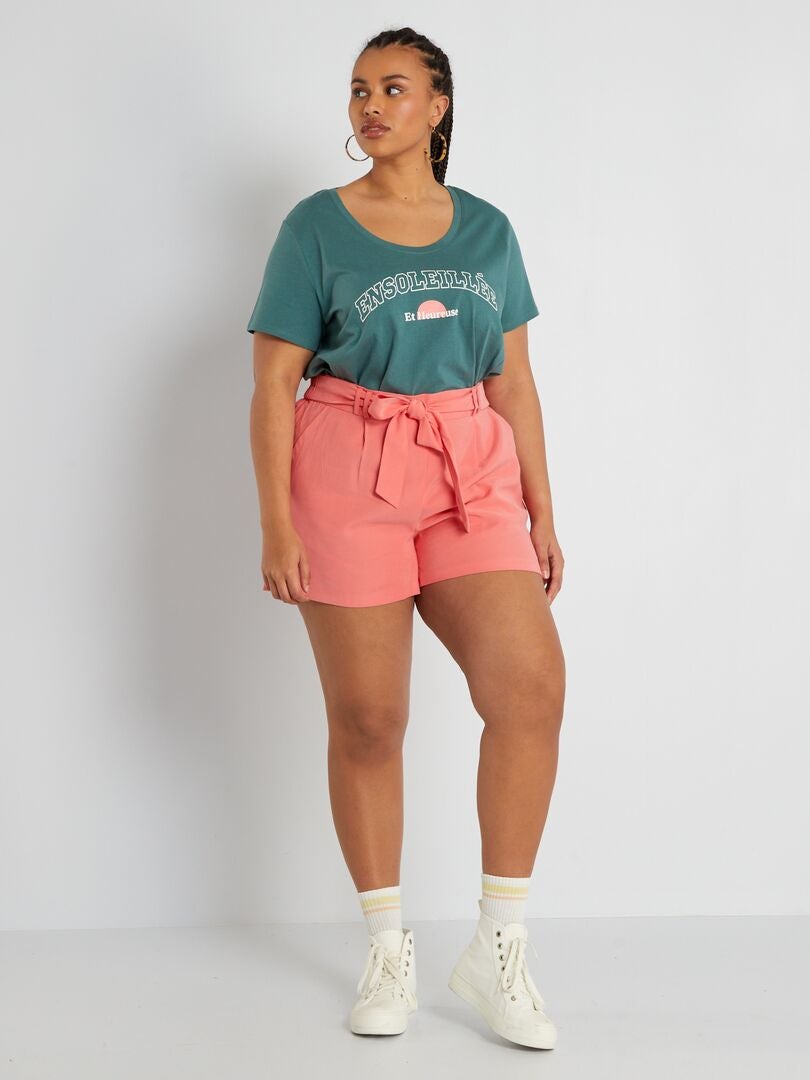 T-shirt en jersey à col rond Vert - Kiabi
