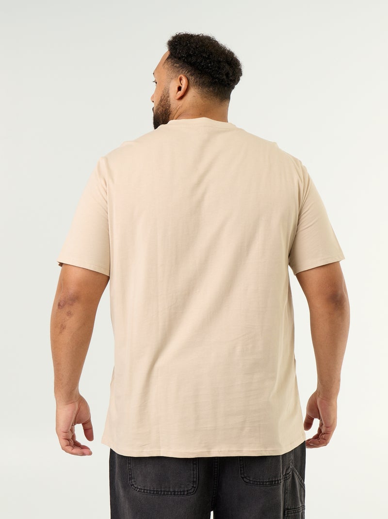 T-shirt en jersey à col V Beige - Kiabi