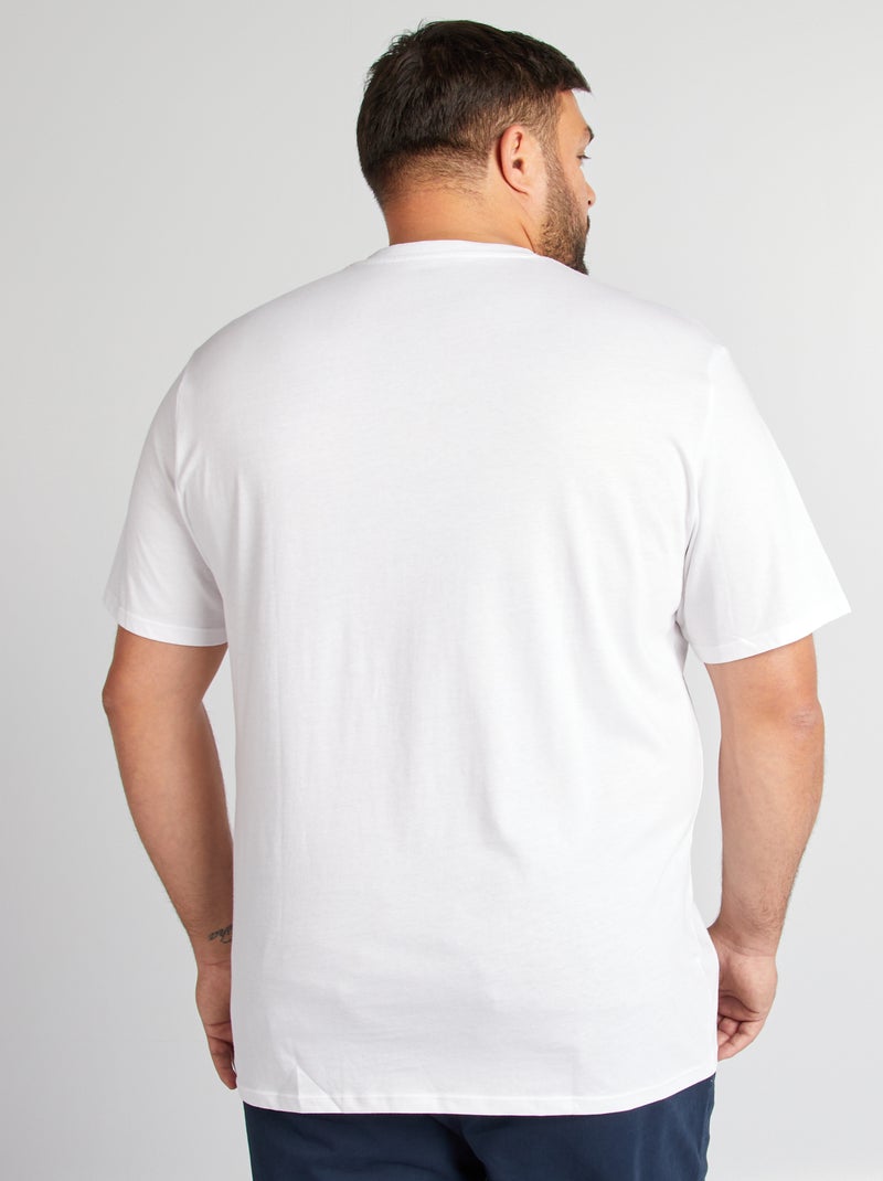 T-shirt en jersey à col V Blanc - Kiabi