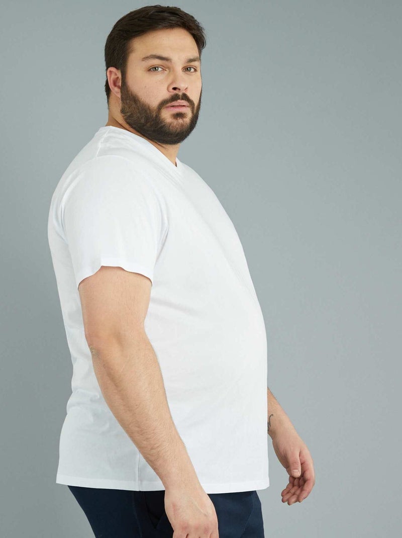 T-shirt en jersey à col V Blanc - Kiabi