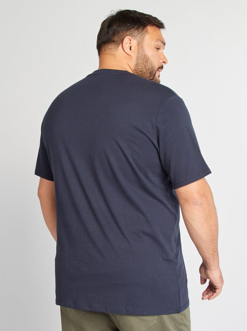T-shirt en jersey à col V Bleu marine - Kiabi