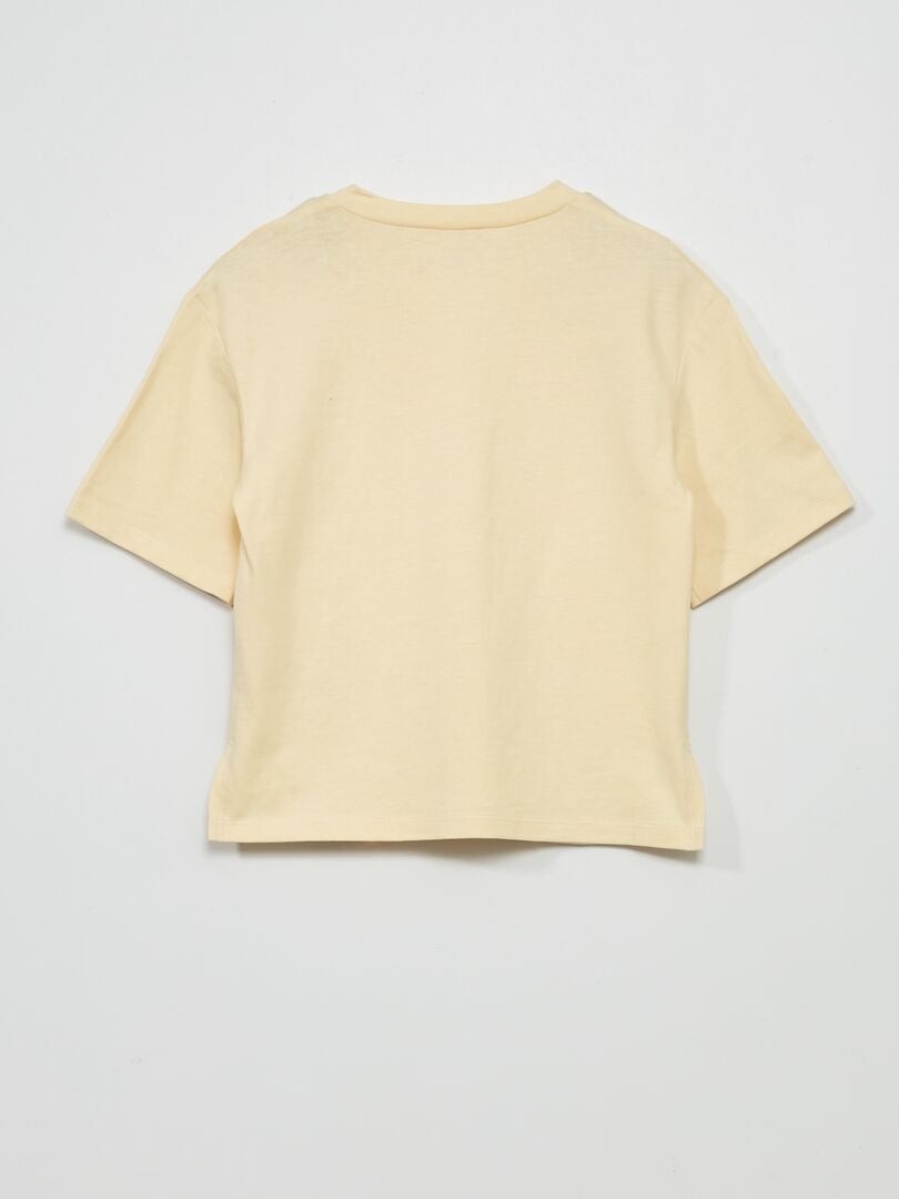 T-shirt en jersey à col V Ecru vanille - Kiabi