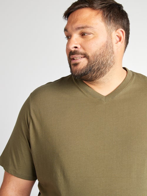 T-shirt en jersey à col V - Kiabi