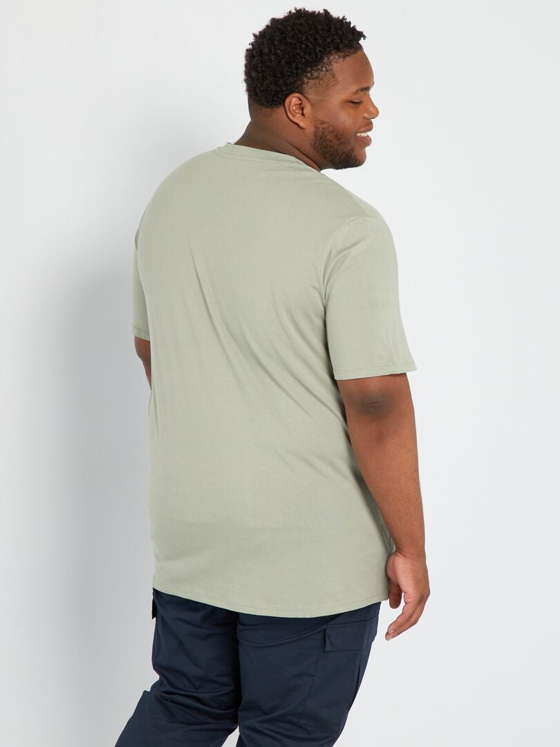 T-shirt en jersey à col V Vert clair - Kiabi