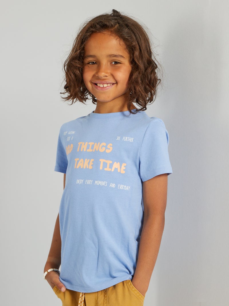 T-shirt  en jersey à Imprimé fantaisie Bleu 'good things' - Kiabi