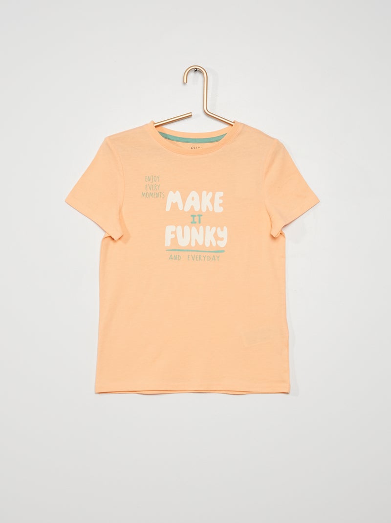 T-shirt  en jersey à Imprimé fantaisie Orange 'Make it funny' - Kiabi