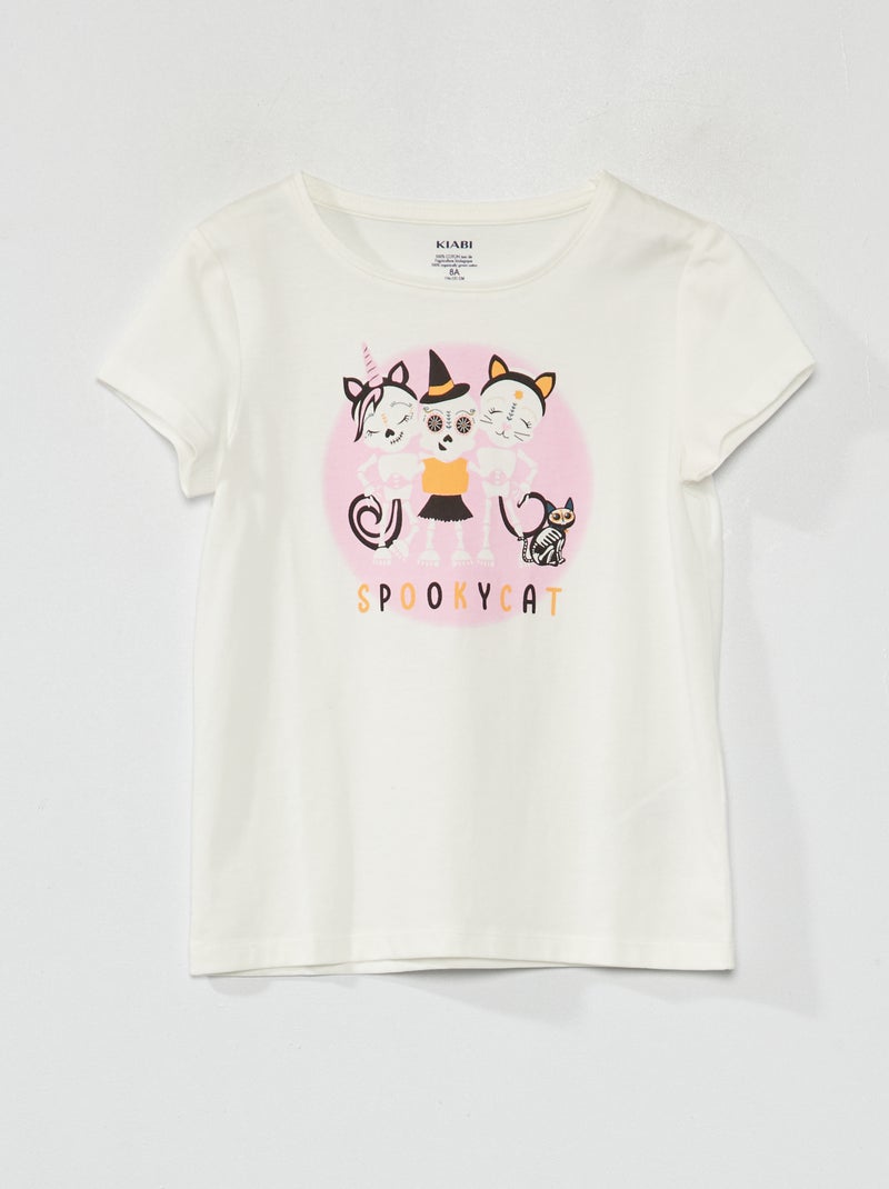 T-shirt en jersey à manches courtes - Halloween Blanc - Kiabi