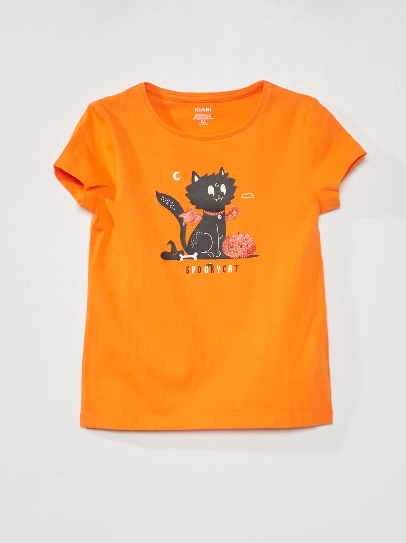 T-shirt en jersey à manches courtes - Halloween Orange - Kiabi