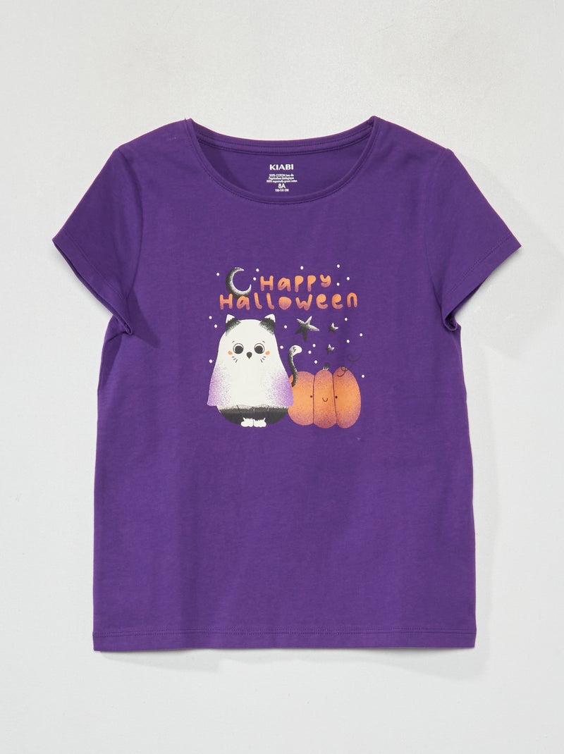 T-shirt en jersey à manches courtes - Halloween Violet - Kiabi