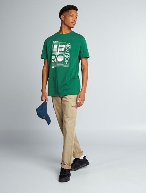 Fashion T-shirt Manches Courtes Pour Homme - Vert - Prix pas cher