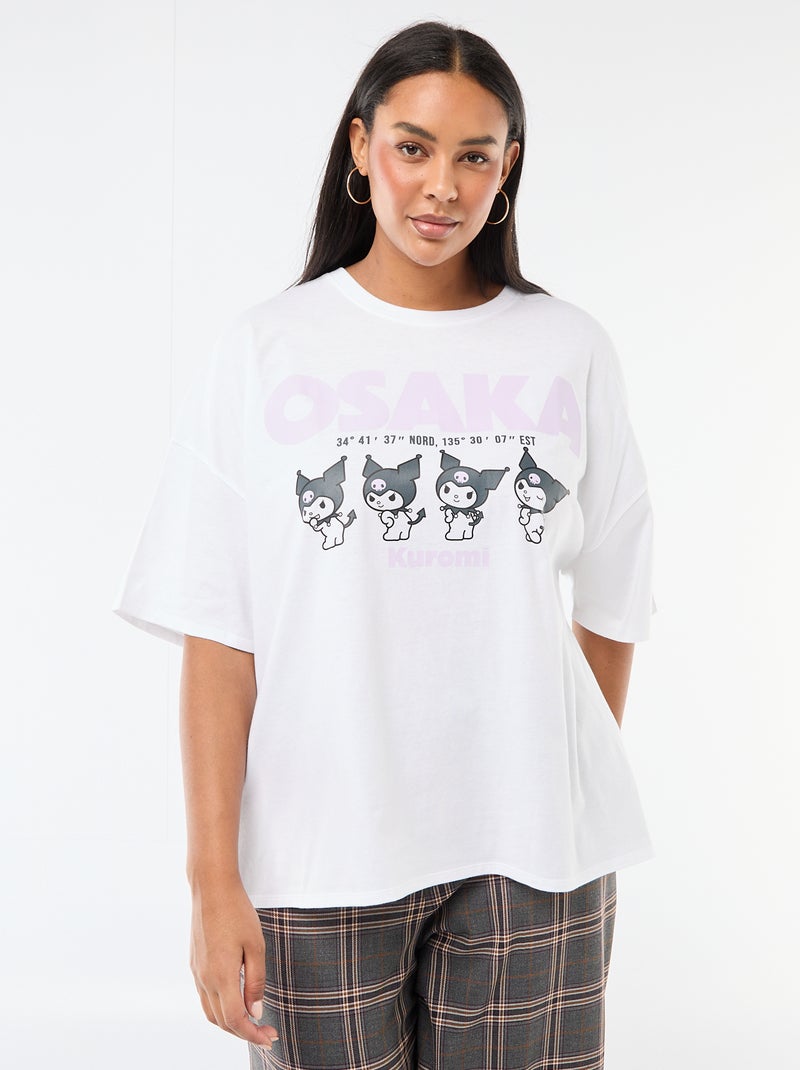 T-shirt en jersey à manches courtes 'Kuromi' Blanc - Kiabi