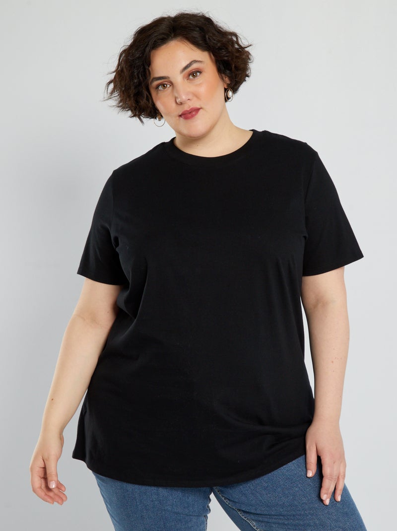 T-shirt en jersey à manches courtes Noir - Kiabi