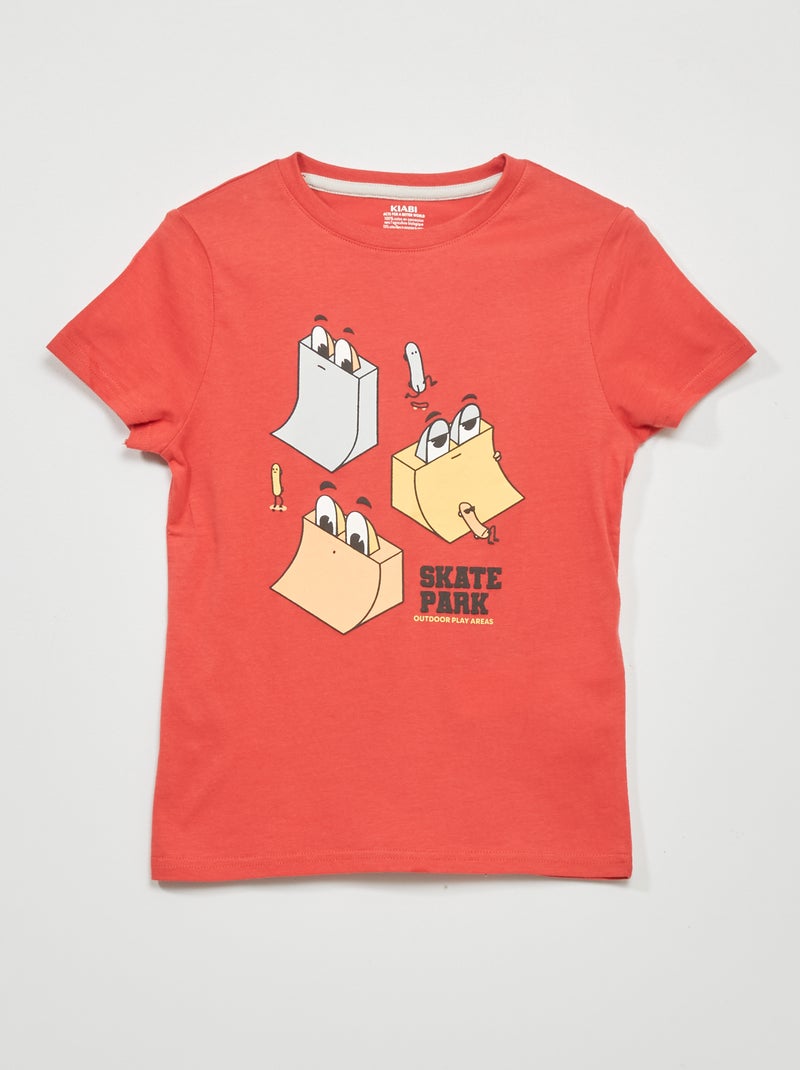 T-shirt en jersey à manches courtes Rouge - Kiabi