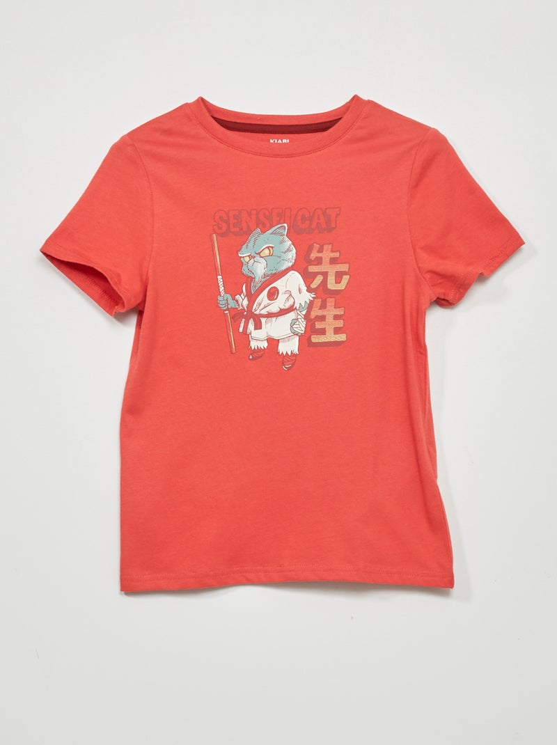 T-shirt en jersey à manches courtes Rouge - Kiabi