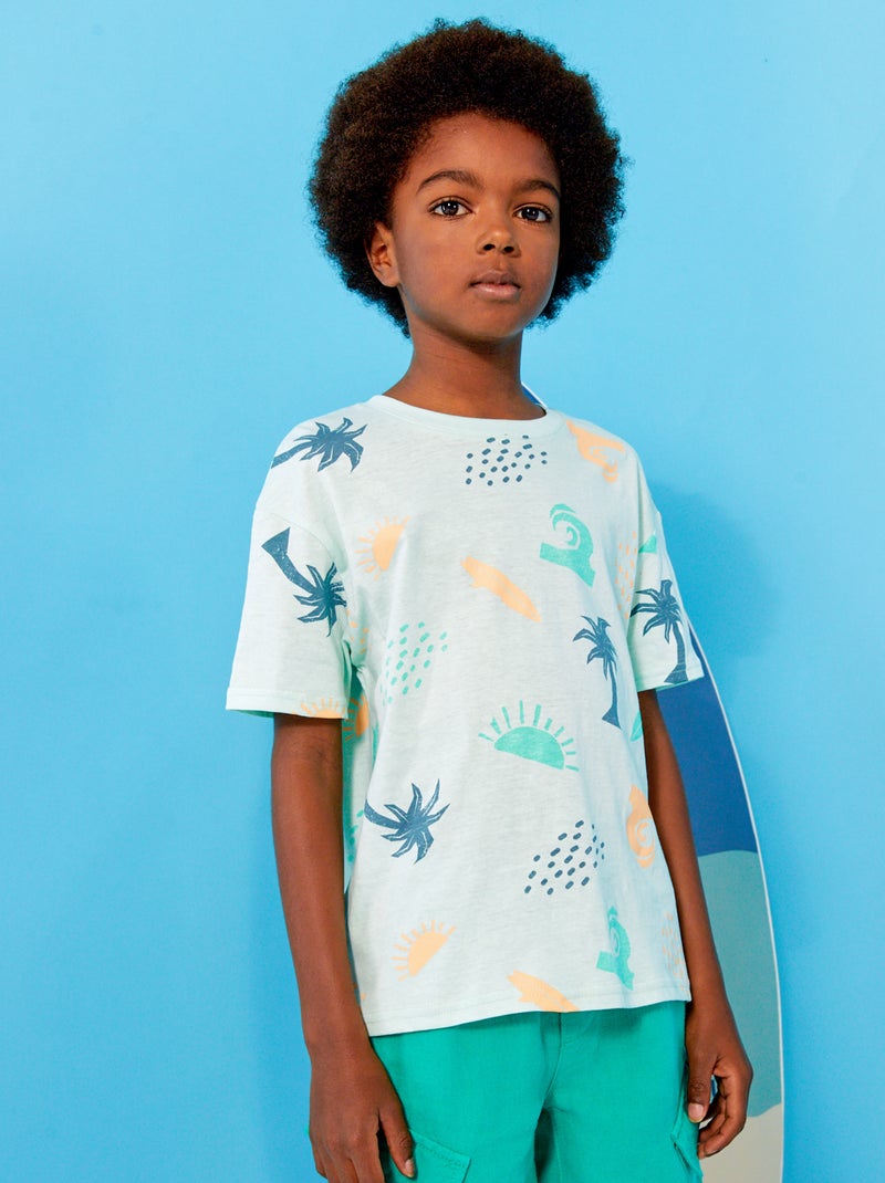 T-shirt en jersey à manches courtes Vert - Kiabi