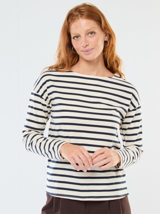 T-shirt en jersey à manches longues à motif rayé
