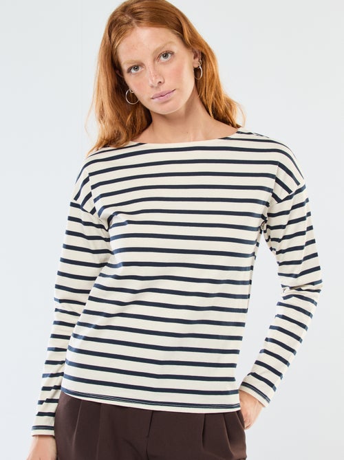 T-shirt en jersey à manches longues à motif rayé - Kiabi