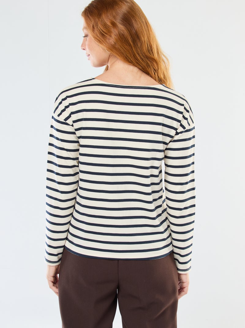 T-shirt en jersey à manches longues à motif rayé Blanc - Kiabi