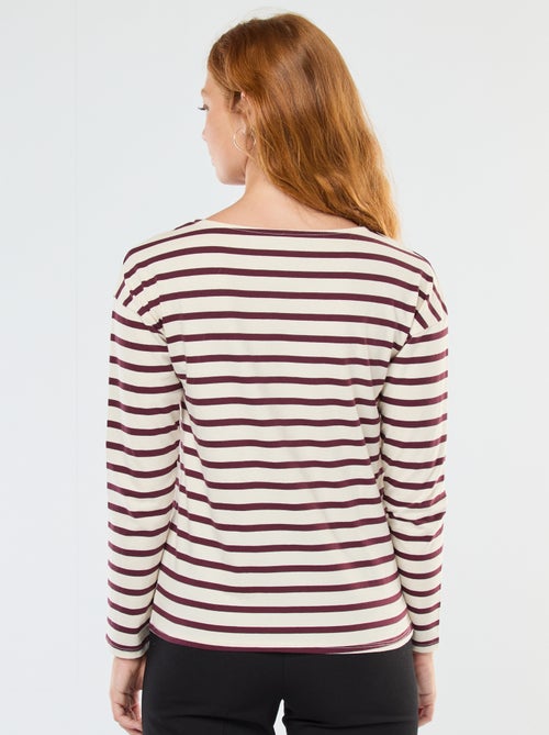 T-shirt en jersey à manches longues à motif rayé - Kiabi
